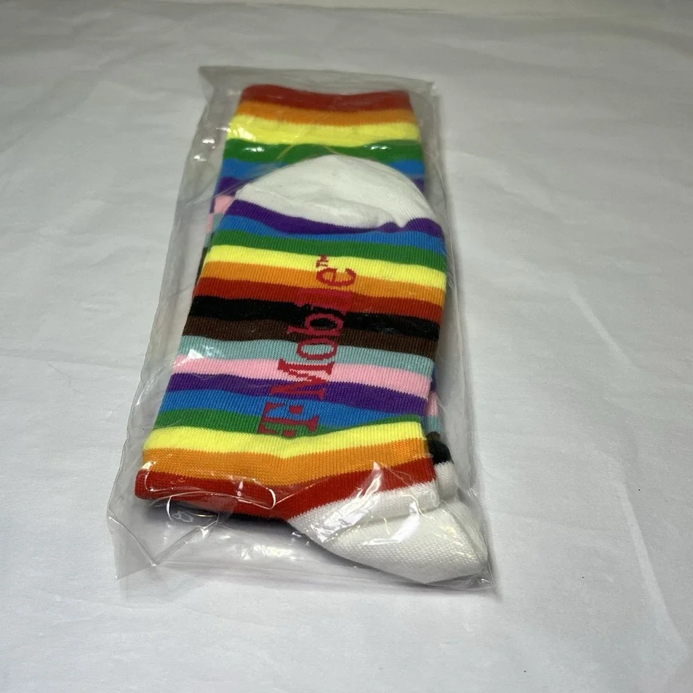 Tmobile Size M/L Rainbow Love Pride LGBT LGBTQIA Tuesday Socks Crew Socks Unisex